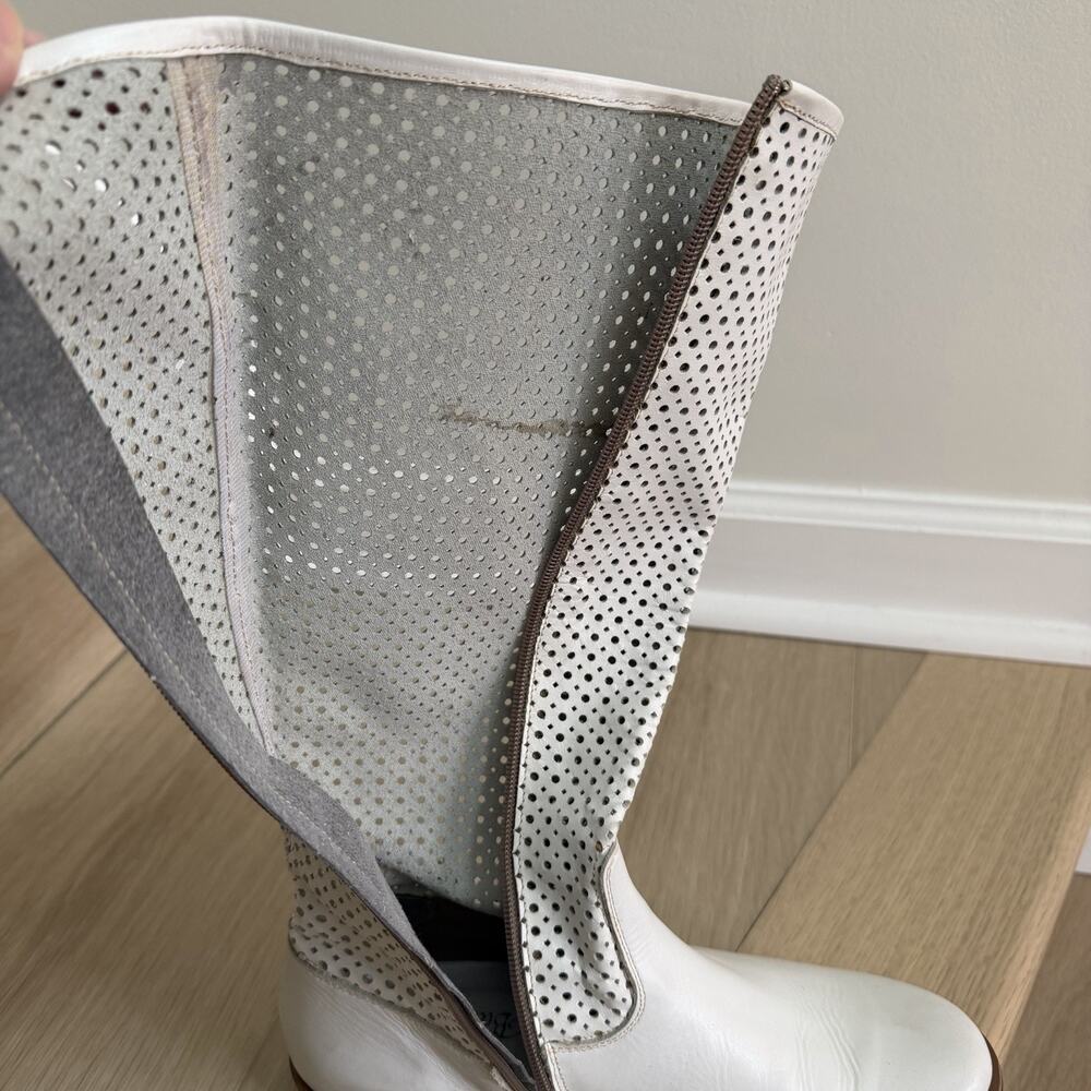 Vintage White Perforated Leather Boots Pronto Moda Baranetti Size 38 - Picture 5 of 12
